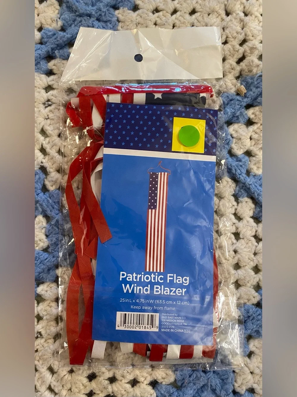 Patriotic American Flag Wind Blazer Windsock 25” Red White Blue New